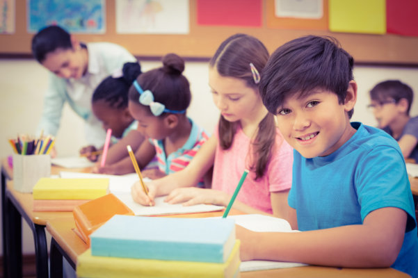 Pupils working at their desks